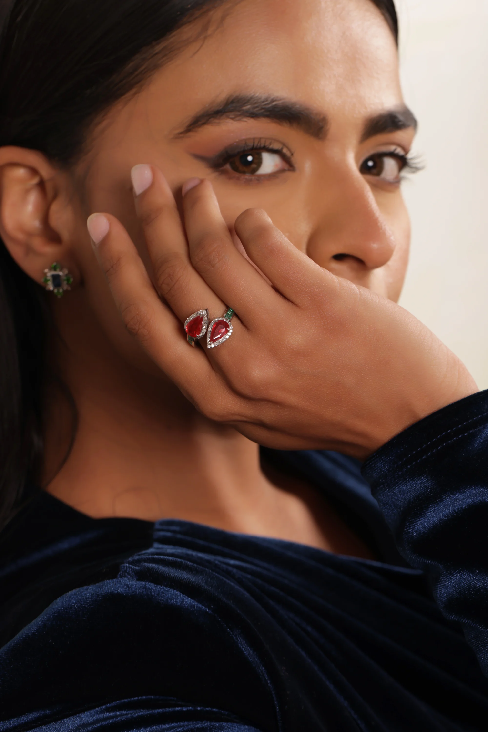 Red Sapphire Emerald Ring - Image 2